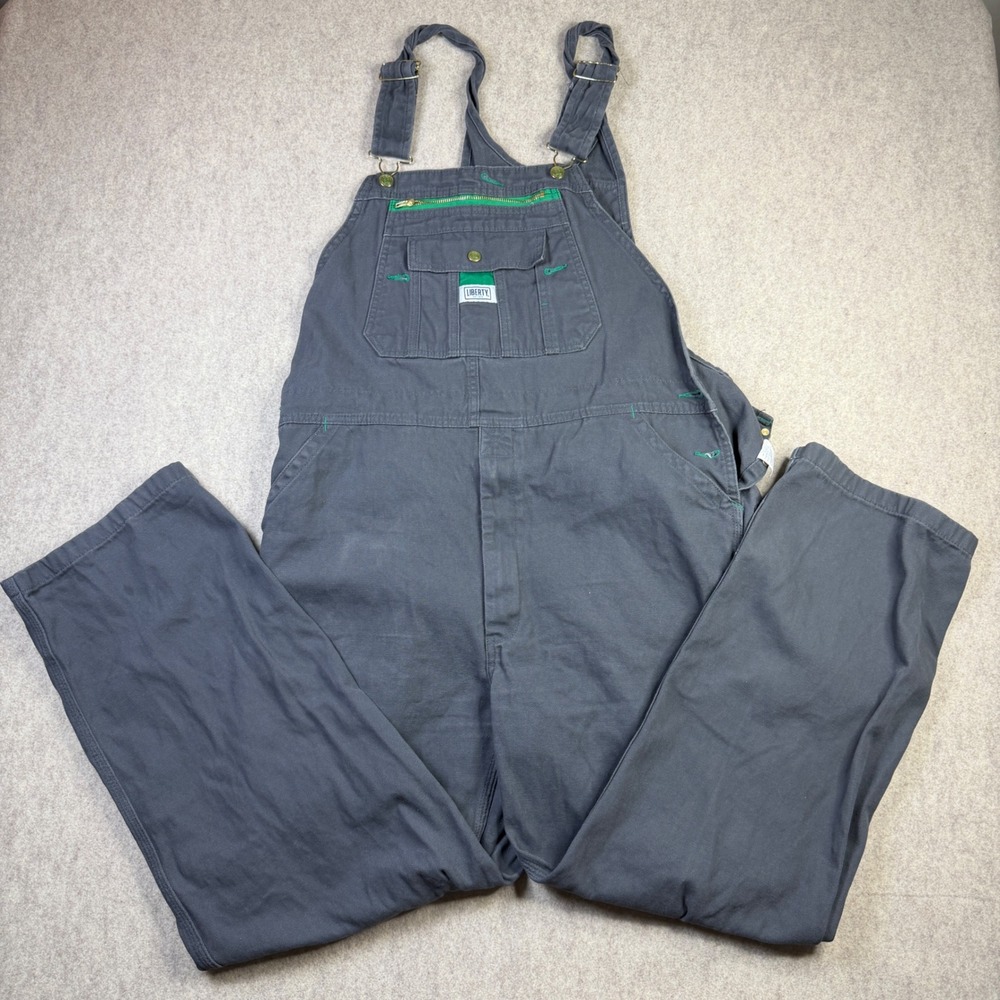 Liberty Mens Gray Cotton Duck Canvas Bib Overalls Workwear 40x32